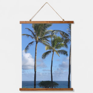 Tropische Palmen und Ozean 26"x36" Wandteppich Mit Holzrahmen