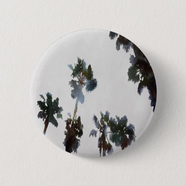 Tropische Palmen Wasserfarben Button (Vorderseite)
