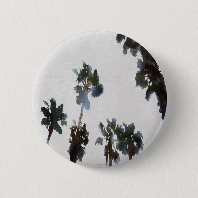 Tropische Palmen Wasserfarben Button (Vorderseite)