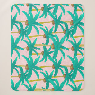 Tropische Palmen: Wasserfarbenes Sommermuster Sherpadecke