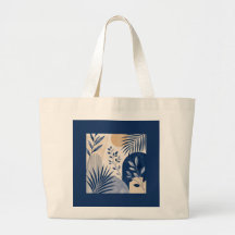Tropische Palmenfoliage Navy Elegante Tragetasche