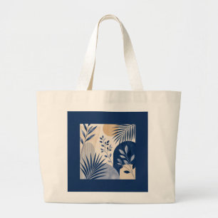 Tropische Palmenfoliage Navy Elegante Tragetasche