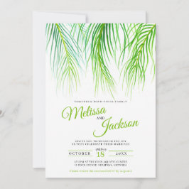 Tropische Palmenfronten Aquarellmalerei Hochzeit Einladung