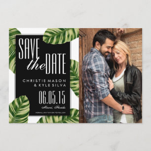 Tropische Palmenstrand-Hochzeit - Save the Date