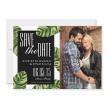 Tropische Palmenstrand-Hochzeit - Save the Date