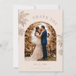 Tropische Palmenstrand Zielort Hochzeit Dankeskarte