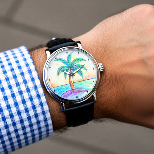 Tropische Palmenstrandansicht  Armbanduhr