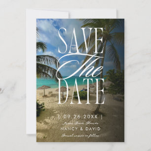 Tropische Palmenstrandhochzeit Save The Date