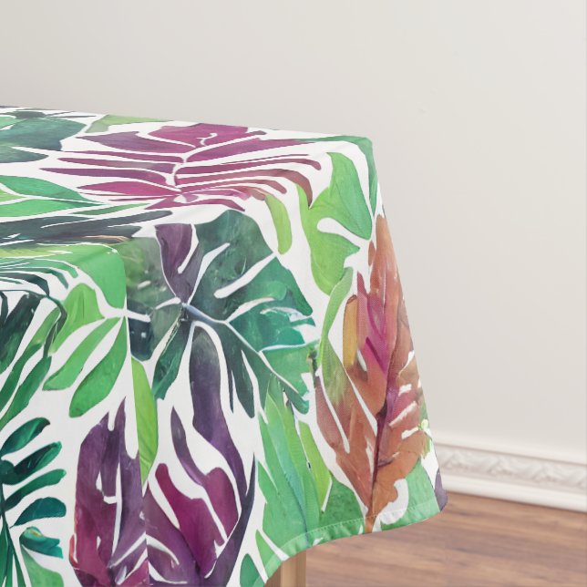 Tropische Palmfronten überall auf dem Tablettentis Tischdecke (Beispiel)