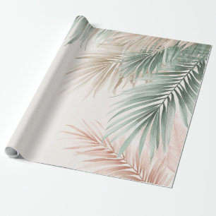 Tropische Palmwedel Pastell Rosa Grün Blau Geschenkpapier