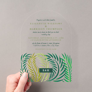 Tropische Palmwedel, Strandhochzeit Acryleinladungen