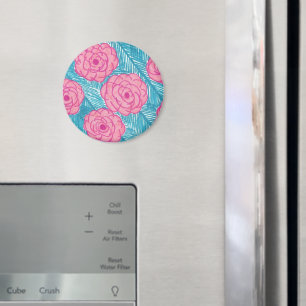 Tropische Palmwedel und Blumen Magnet