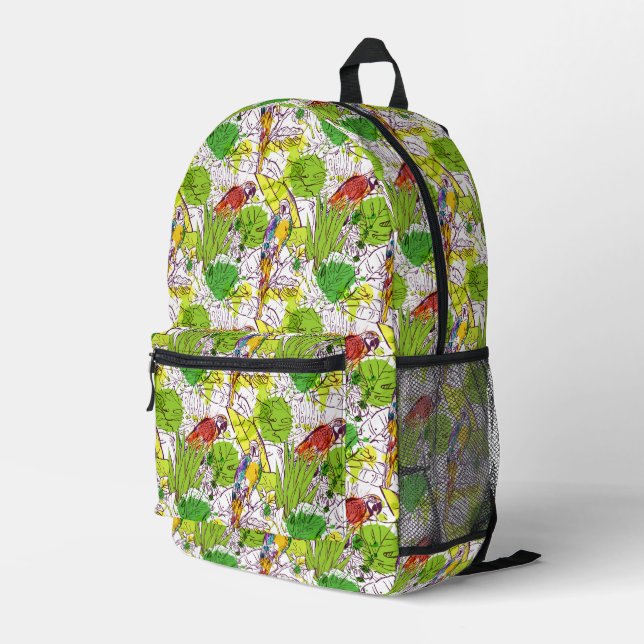 Tropische Papageien Bedruckter Rucksack (Rückseitige Ecke Rechts)