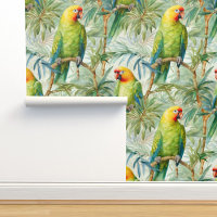 Tropische Papageien Birds Jungle Palm Blätter