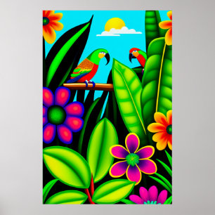 Tropische Papageien - Leinwand Art Print Poster