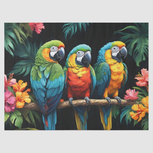 Tropische Papageien Seidenpapier (Vorderseite)