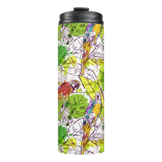 Tropische Papageien Thermosbecher (Vorderseite)