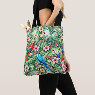 Tropische Papageien und Hibiskus im Dschungel Tasche