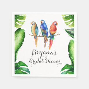 Tropische Papageien Vögel & Blätter Geburtstagsfei Serviette
