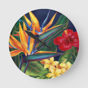 Tropische Paradies-Hawaiianer-Wanduhren Runde Wanduhr