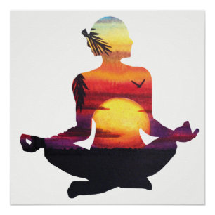 Tropische Paradies-Strand-Yoga-Pose-Meditation Poster