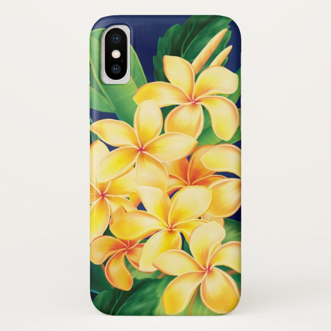 Tropische Paradiesplumeria-Hawaiianer-Illustration Case-Mate iPhone Hülle (Rückseite)