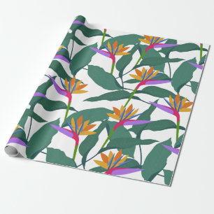 Tropische Paradiesvogel-Blumen gemustert Geschenkpapier