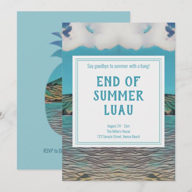 Tropische Party Einladung Luau (Vorne/Hinten)