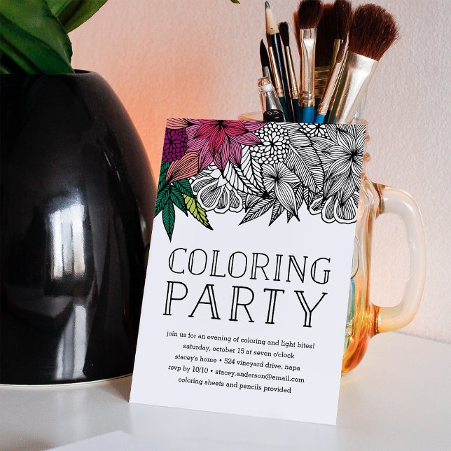 Tropische Party Einladung mit Blumenfarben (Von Creator hochgeladen)