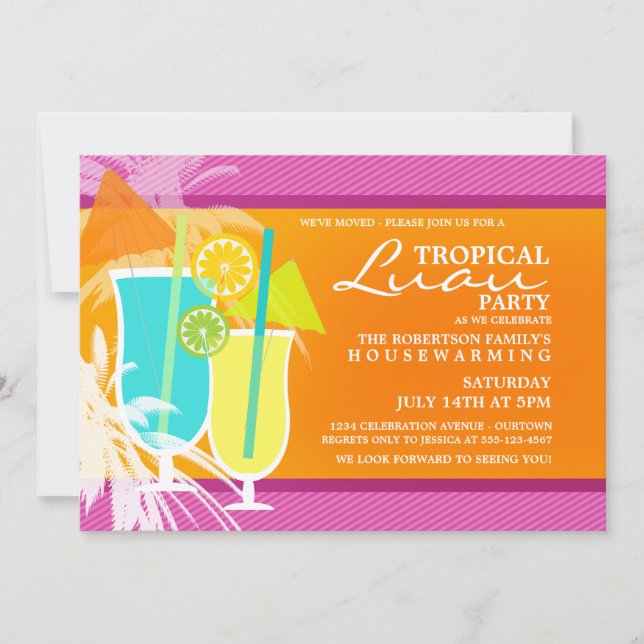 Tropische Party Einladungen Luau (Vorderseite)