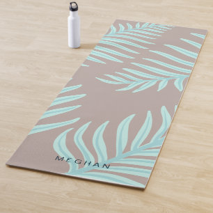 Tropische Pastel-Blätter Monogramm Yoga Mat Yogamatte