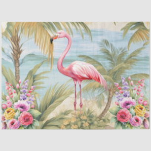 Tropische Pastell-Ozeanblick-Rosa-Flamingo-Decoupa Seidenpapier