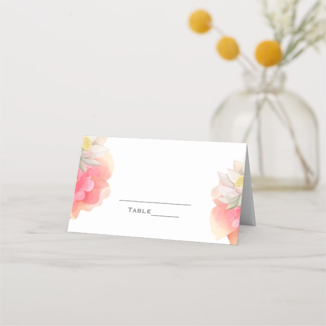 Tropische Peach Blume Blumenzehen Platzkarte (Vorderseite)