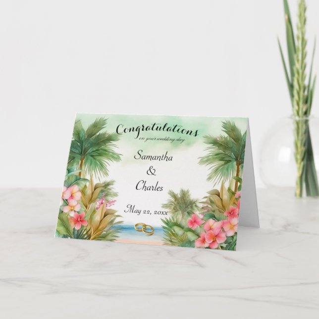 Tropische Personalisierte Hochzeitkarte Karte (Vorderseite)