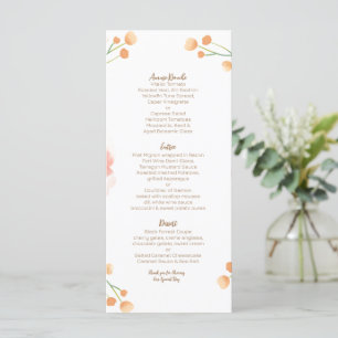 Tropische Pfirsichblüten-Hochzeit Menükarte
