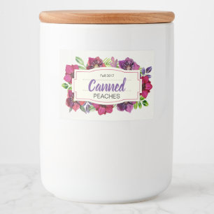 Tropische Pfirsiche mit Floral Lebensmitteletikett