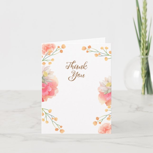 Tropische Pfirsichkarte Blume Danke Karte (Vorderseite)