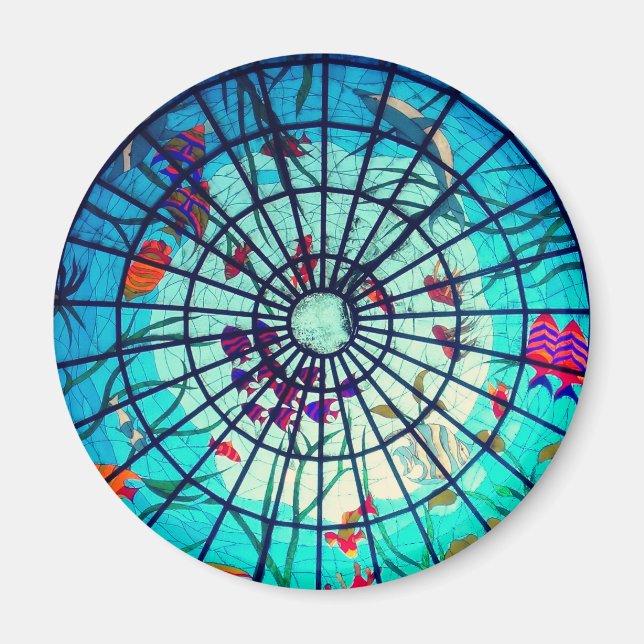 Tropische Pflanze aus gestrichenem Glas Magnet (Vorne)