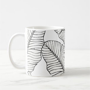 Tropische Pflanze, Blume, Dschungelskizze. Kaffeetasse