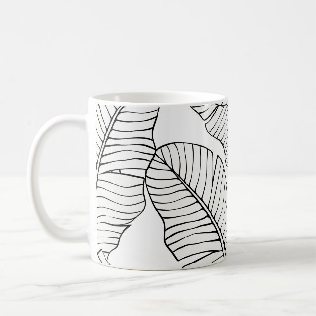 Tropische Pflanze, Blume, Dschungelskizze. Kaffeetasse (Links)