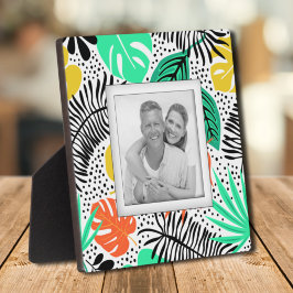 Tropische Pflanze Dots Muster Frameless Foto Easel Fotoplatte