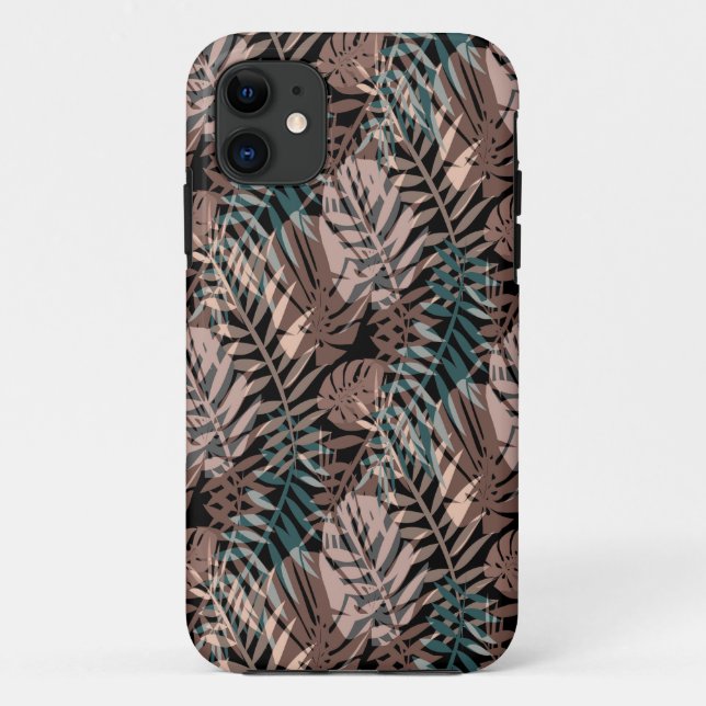 Tropische Pflanze, Dschungel, Tropen, Beige, Blätt Case-Mate iPhone Hülle (Rückseite)