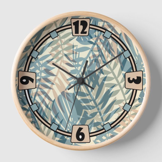Tropische Pflanze, Dschungel, Tropen, Beige, Blätt Uhr (Vorderseite)