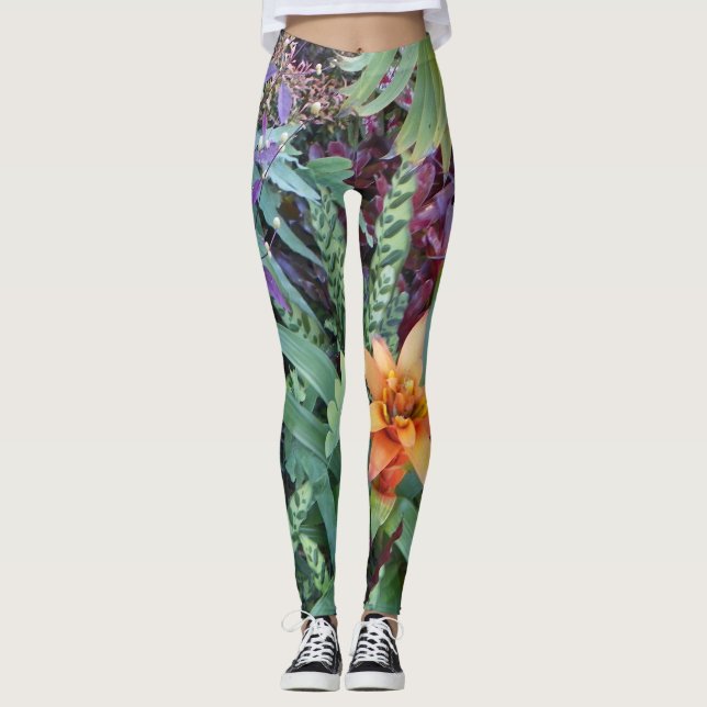 Tropische Pflanze Leggings (Vorderseite)