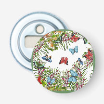 Tropische Pflanze Schmetterlinge Berries Red Blue