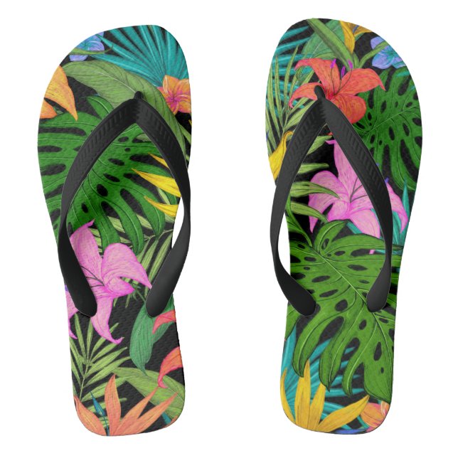 Tropische Pflanze und farbenfrohe Blume Flip Flops (Fußbett)