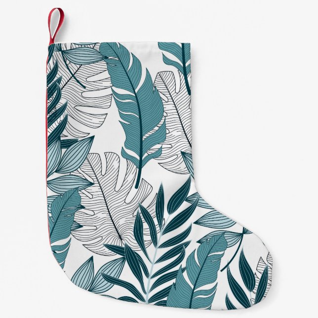Tropische Pflanze Verlasse Vintage Tapeten. Kleiner Weihnachtsstrumpf (Vorderseite)