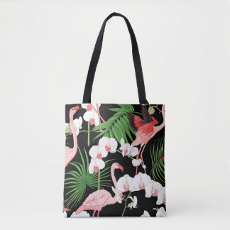 Tropische Pflanze Vögel farbige Illustration Tasche