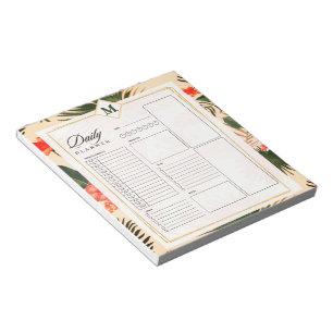 Tropische Pflanzen Monogramm Tagesplaner Notizblock