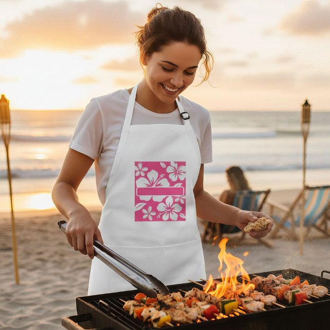 Tropische Pink Beach Blume Lange Schürze (chef du bbq)